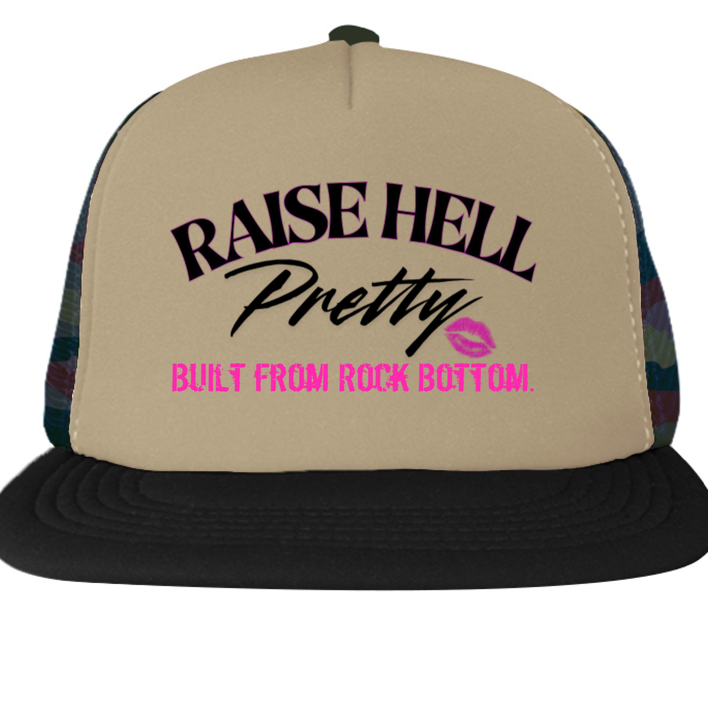 Camo tan rock, bottom trucker - FRONT